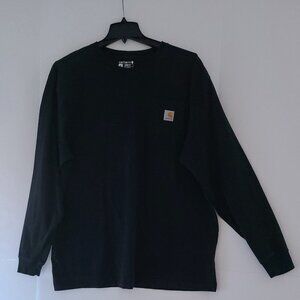CARHART MEN'S BLACK PULLOVER SWEATSHIRT- XL/TG/XG-- SIDE POCKET, LOGO, LOOSE FIT